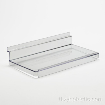 Wholesale Acrylic Slatwall Shoe Shelf na may Takip